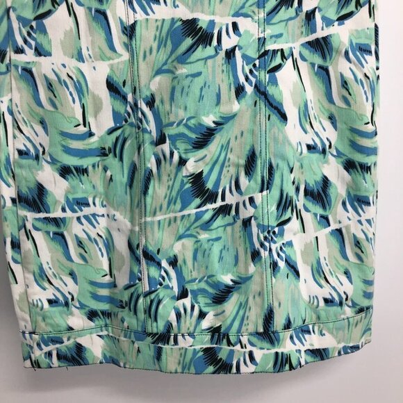 Kenzo Aquamarine teal leaf printed denim shirt mini dress 36 (US 4) - Picture 10 of 15